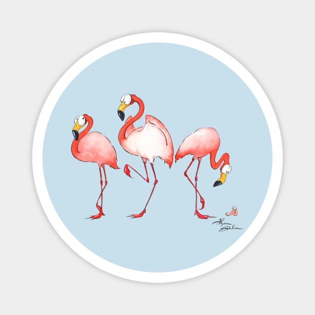 Flamingos Magnet by Alyona Shilina